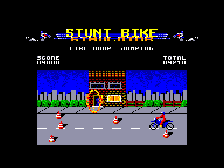screenshot of the Amstrad CPC game Stunt bike simulator by GameBase CPC