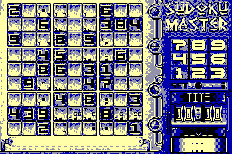 screenshot of the Amstrad CPC game Sudoku Master by GameBase CPC