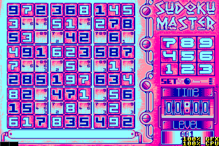 screenshot of the Amstrad CPC game Sudoku Master by GameBase CPC