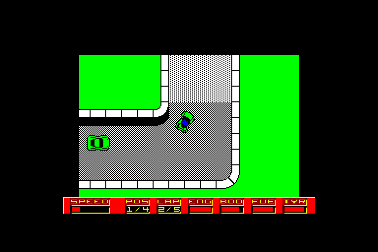 screenshot of the Amstrad CPC game Super Cars by GameBase CPC