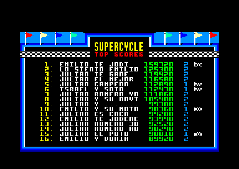 screenshot of the Amstrad CPC game Super Cycle by GameBase CPC