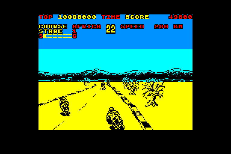 screenshot of the Amstrad CPC game Super Hang-On by GameBase CPC