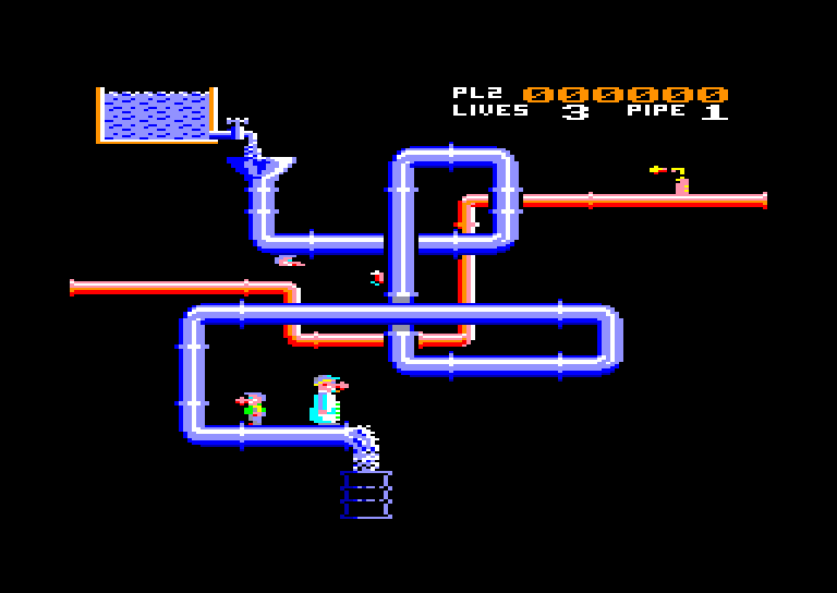 screenshot of the Amstrad CPC game Super Pipeline II by GameBase CPC
