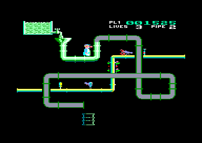 screenshot of the Amstrad CPC game Super Pipeline II by GameBase CPC