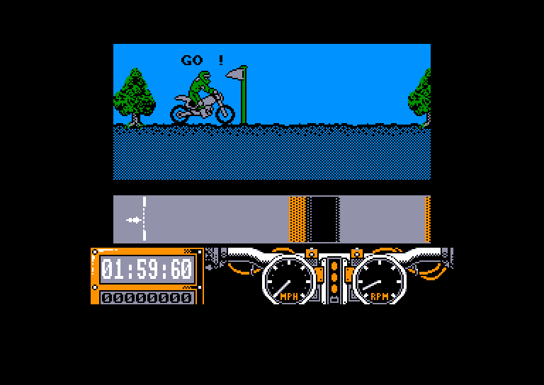 screenshot of the Amstrad CPC game Super scramble simulator by GameBase CPC