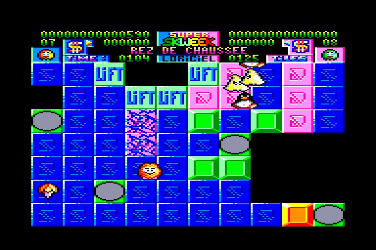 screenshot of the Amstrad CPC game Super Skweek by GameBase CPC