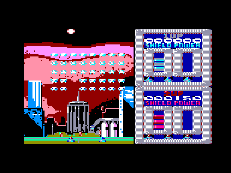 screenshot of the Amstrad CPC game Super Space Invaders by GameBase CPC