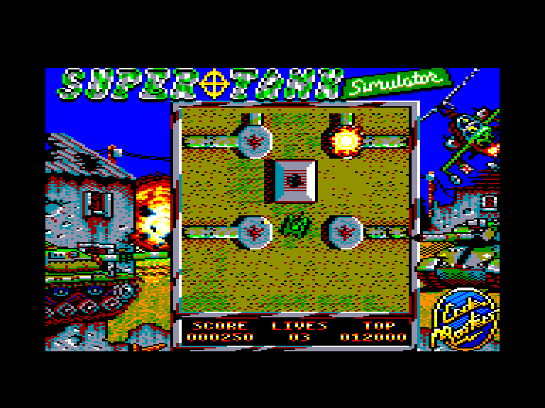 screenshot of the Amstrad CPC game Super Tank Simulator by GameBase CPC