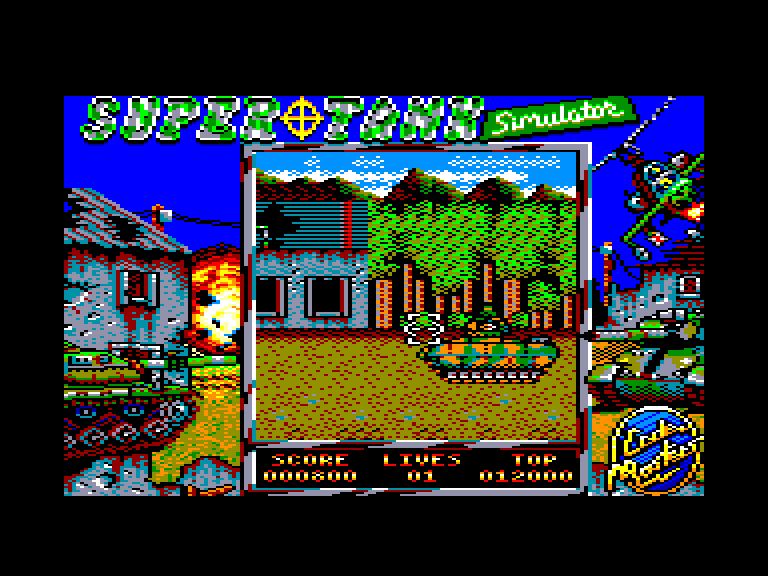 screenshot of the Amstrad CPC game Super Tank Simulator by GameBase CPC