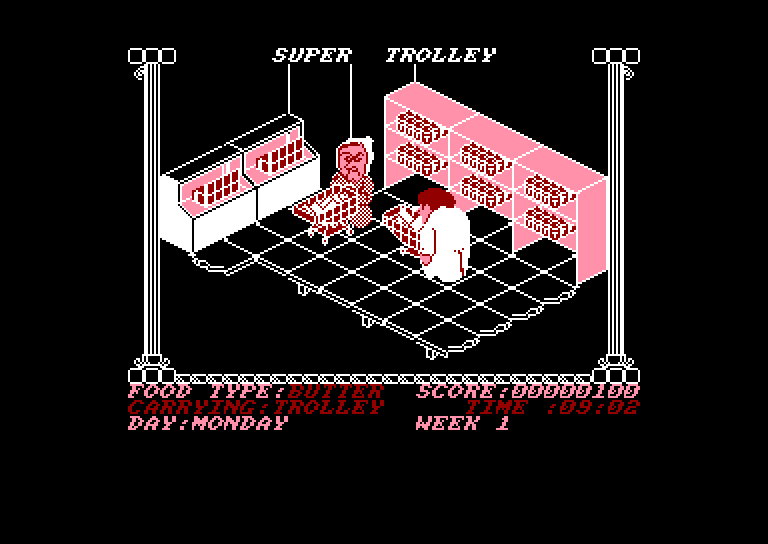 screenshot of the Amstrad CPC game Super Trolley by GameBase CPC