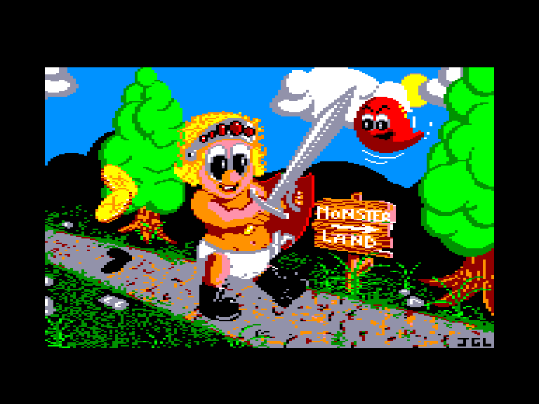 screenshot of the Amstrad CPC game Super wonder boy in monster land by GameBase CPC