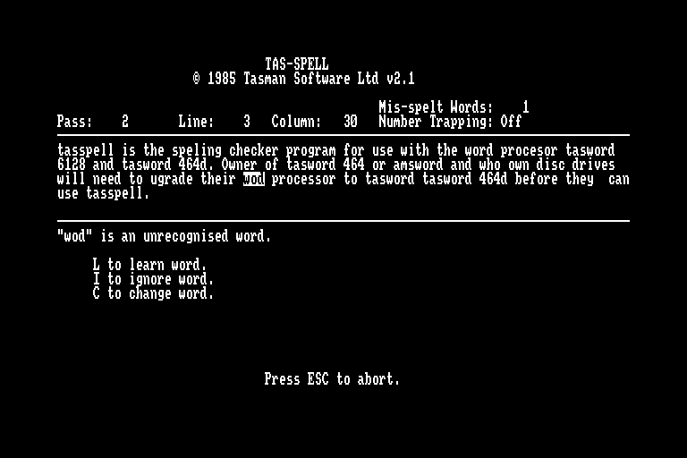 screenshot of the Amstrad CPC game Tas-Spell by GameBase CPC