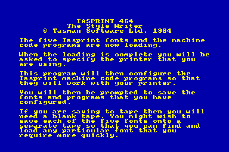 screenshot of the Amstrad CPC game Tasprint 464 by GameBase CPC