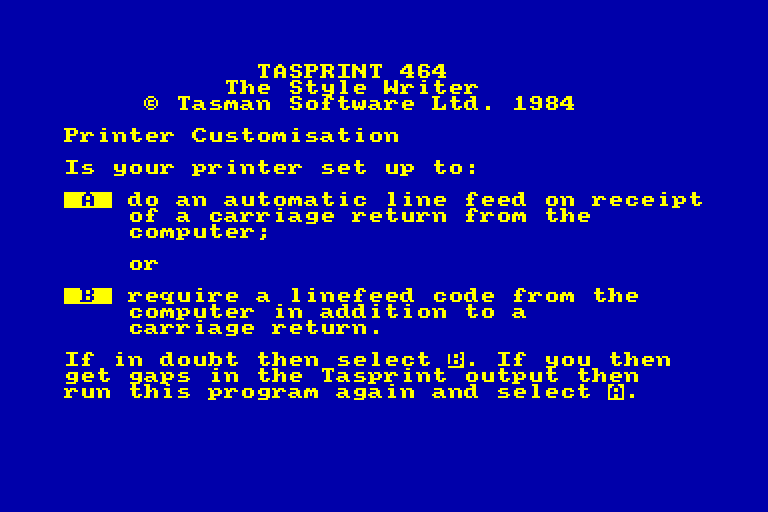 screenshot of the Amstrad CPC game Tasprint 464 by GameBase CPC