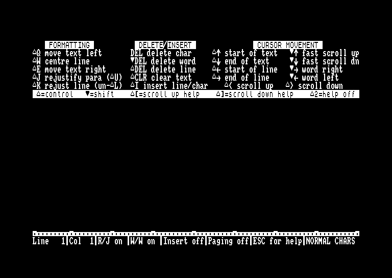 screenshot of the Amstrad CPC game Tasword 464-D by GameBase CPC