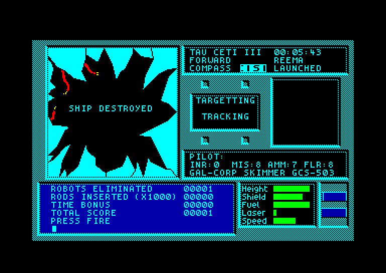 screenshot of the Amstrad CPC game Tau ceti - special edition by GameBase CPC