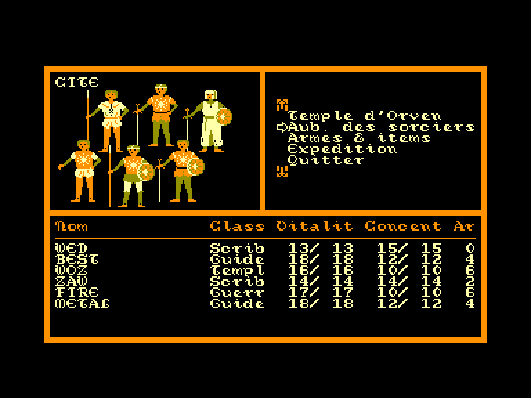 screenshot of the Amstrad CPC game Templiers d'Orven (les) by GameBase CPC