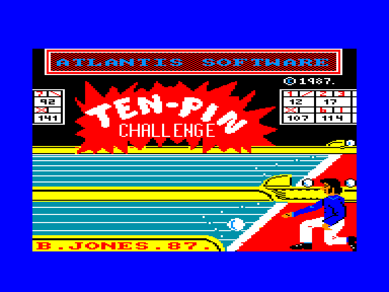 screenshot of the Amstrad CPC game Ten-Pin Challenge by GameBase CPC