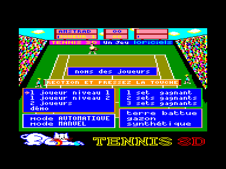 screenshot of the Amstrad CPC game Pro tennis by GameBase CPC