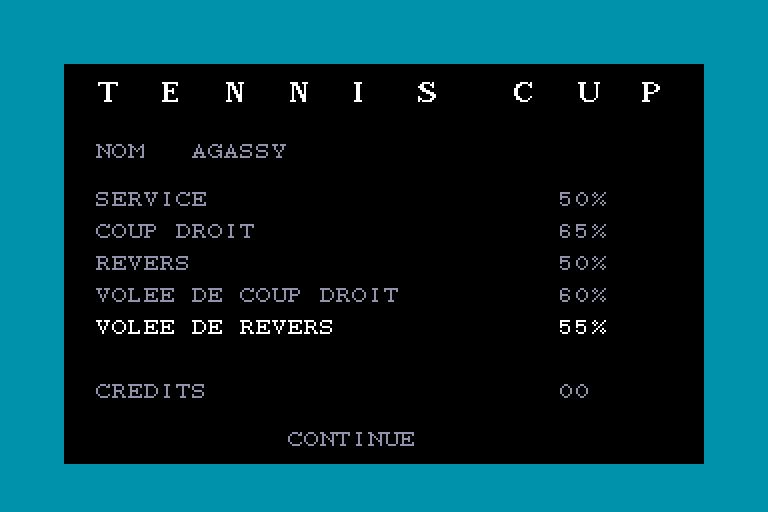 screenshot of the Amstrad CPC game Tennis cup by GameBase CPC