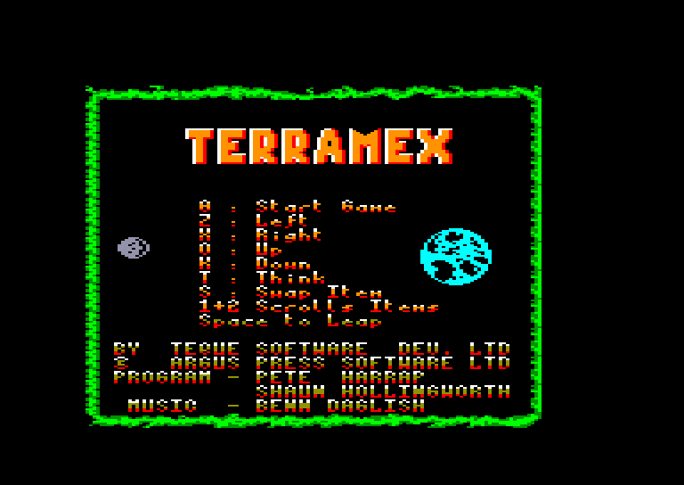 screenshot of the Amstrad CPC game Terramex by GameBase CPC