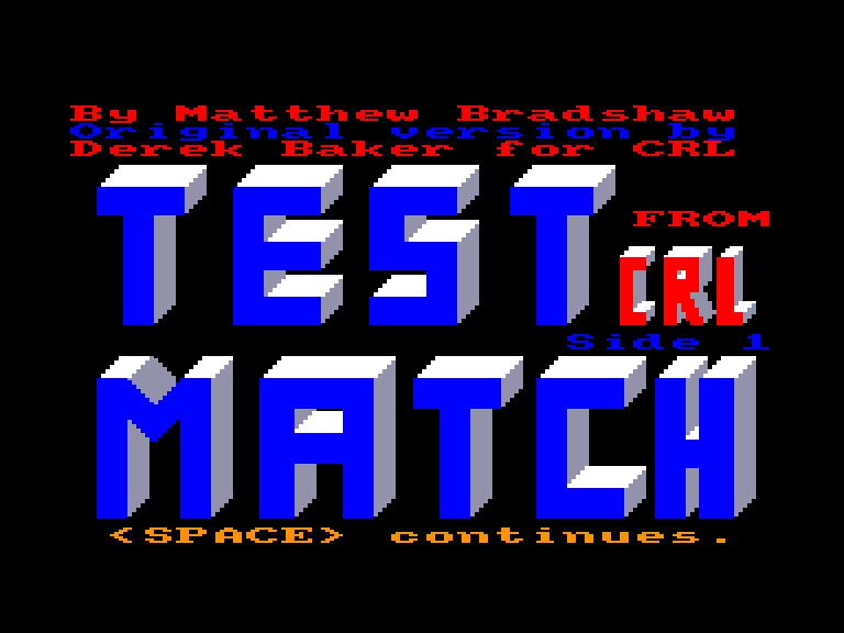 screenshot of the Amstrad CPC game Test match cricket by GameBase CPC