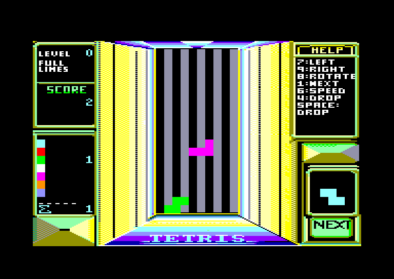 screenshot of the Amstrad CPC game Tetris (Mirrorsoft) by GameBase CPC