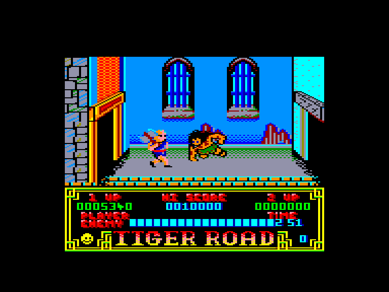 screenshot of the Amstrad CPC game Tiger Road by GameBase CPC