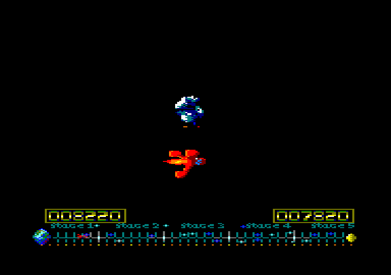 screenshot of the Amstrad CPC game Tintin on the Moon [CPC+] by GameBase CPC