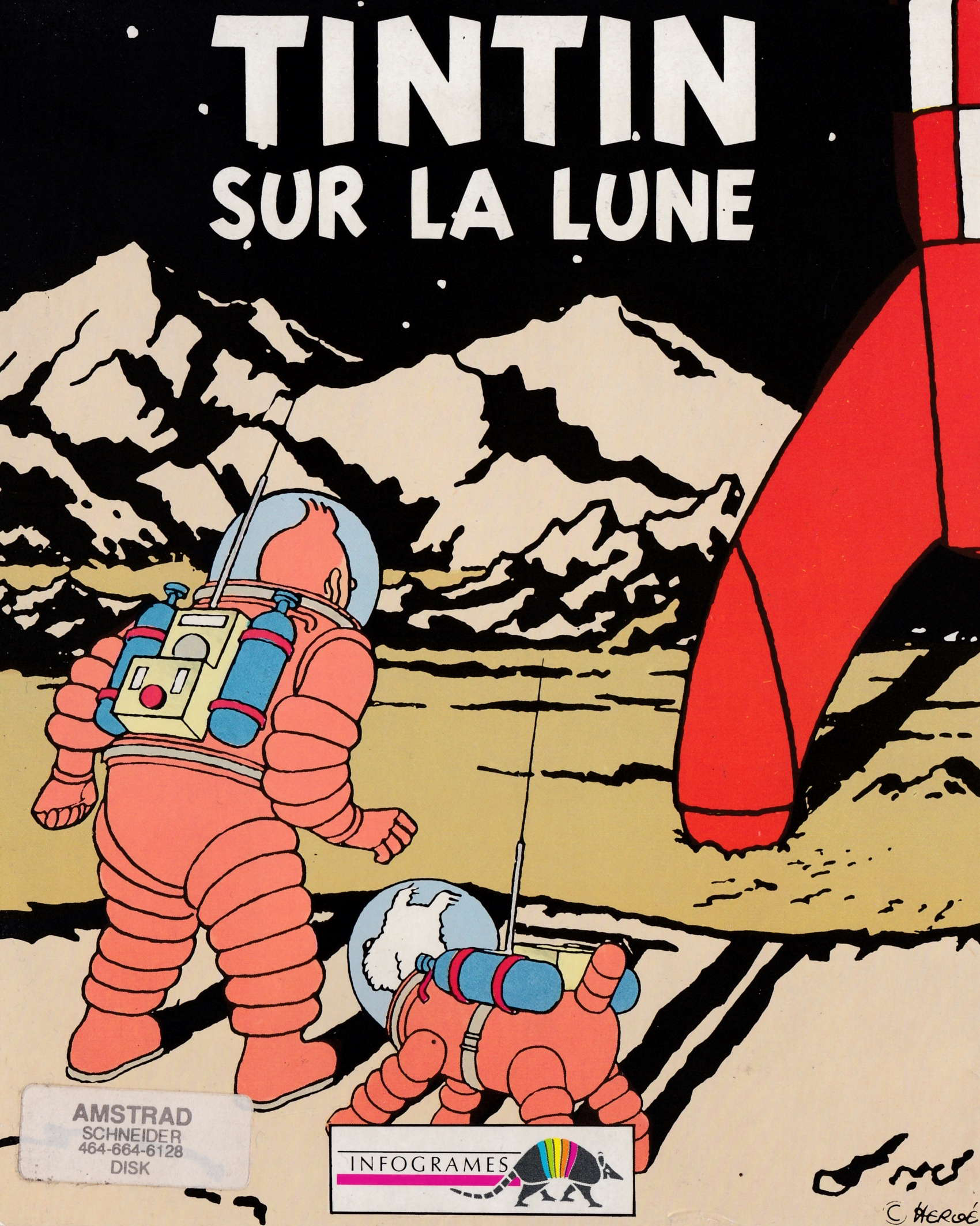 screenshot of the Amstrad CPC game Tintin sur la Lune by GameBase CPC
