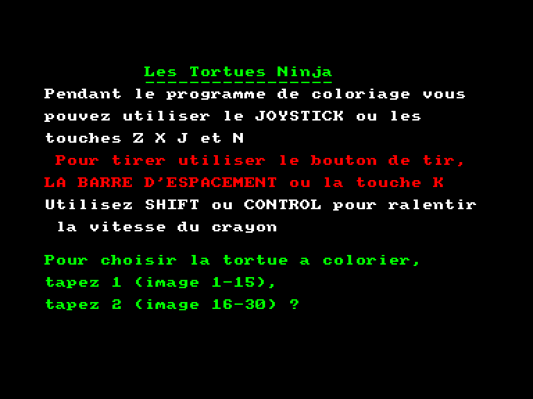 screenshot of the Amstrad CPC game Teenage Mutant Hero Turtles World Tour by GameBase CPC