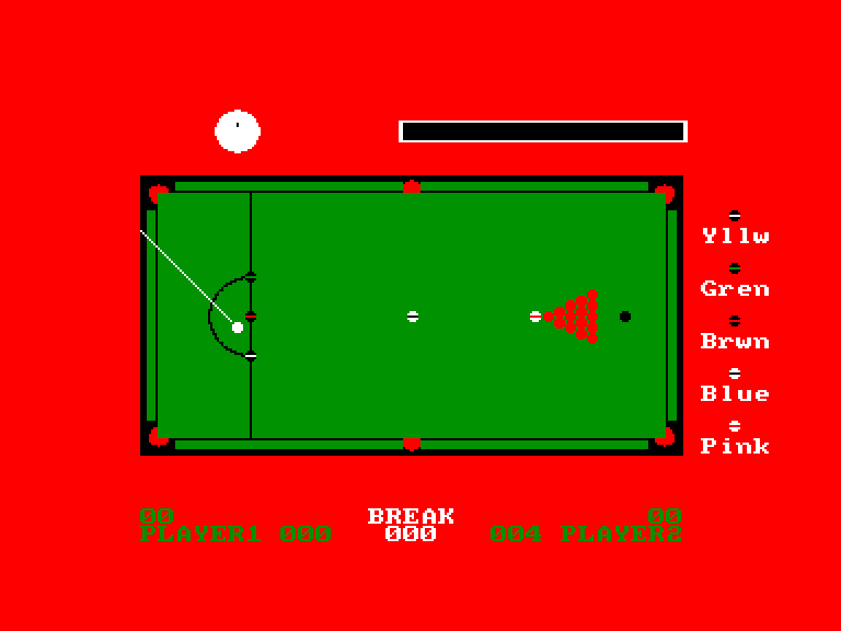 screenshot of the Amstrad CPC game Tournament Snooker by GameBase CPC