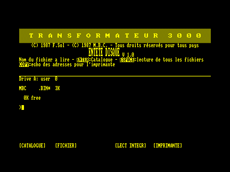 screenshot of the Amstrad CPC game Transformateur 3000 by GameBase CPC