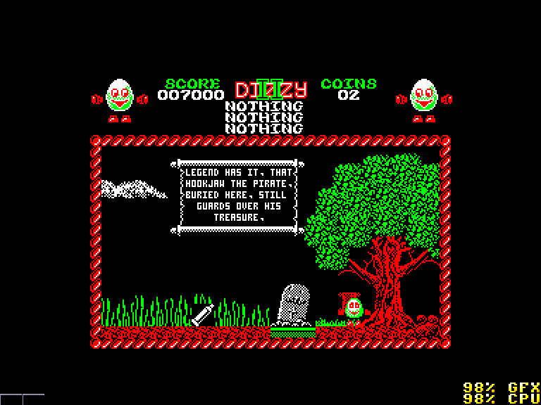 screenshot of the Amstrad CPC game Dizzy II - Treasure Island Dizzy by GameBase CPC