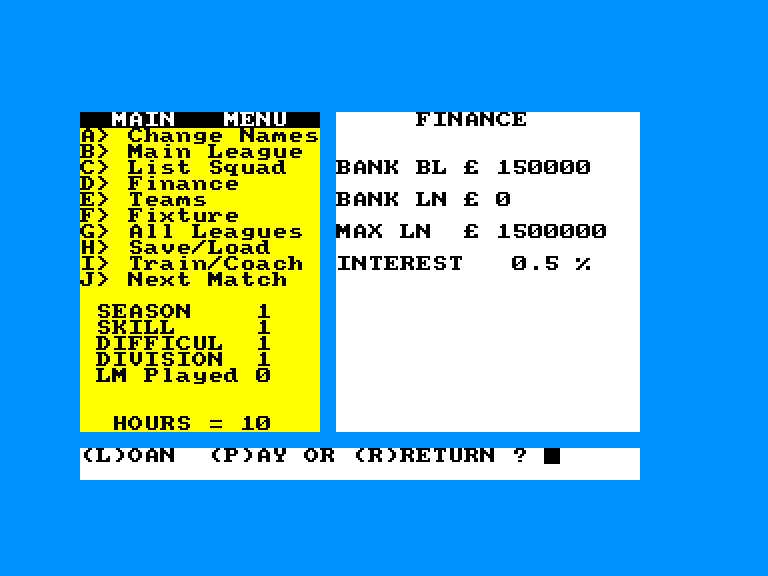 screenshot of the Amstrad CPC game Treble champions by GameBase CPC