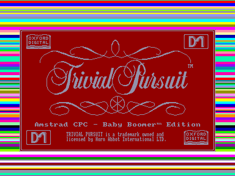 screenshot of the Amstrad CPC game Trivial Pursuit - Baby Boomer Edition by GameBase CPC