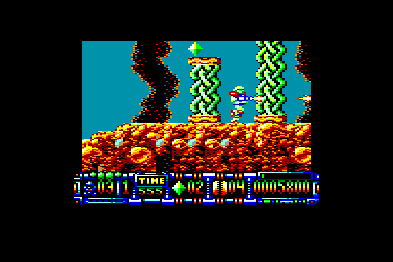 screenshot of the Amstrad CPC game Turrican II by GameBase CPC