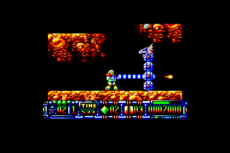 screenshot of the Amstrad CPC game Turrican II by GameBase CPC