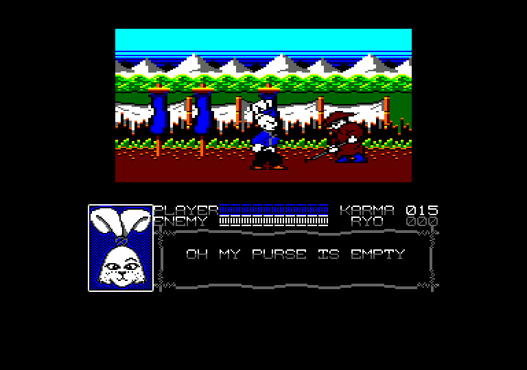 screenshot of the Amstrad CPC game Usagi yojimbo by GameBase CPC