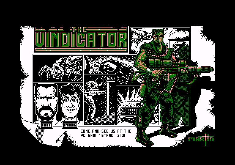 loading screen of the Amstrad CPC game The Vindicator (Green Beret 2)