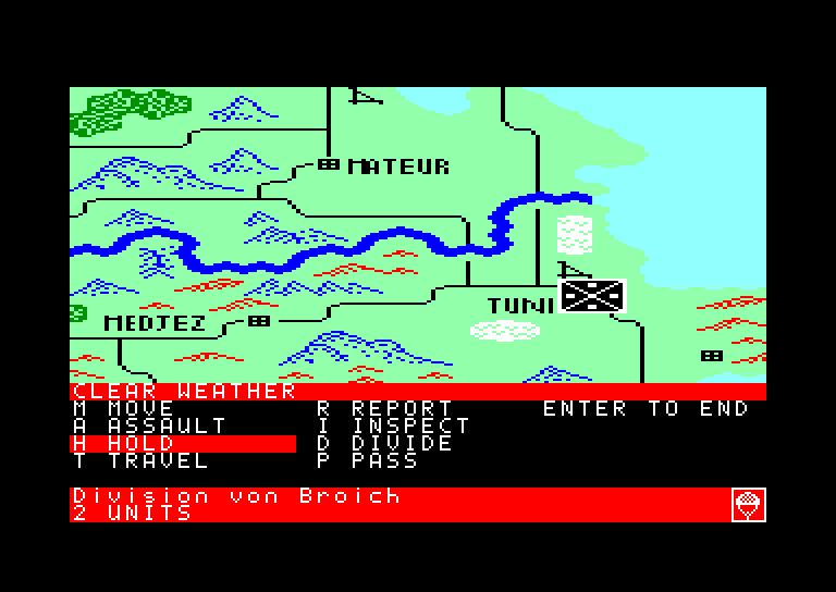 screenshot of the Amstrad CPC game Vulcan - the Tunisian Campaign by GameBase CPC