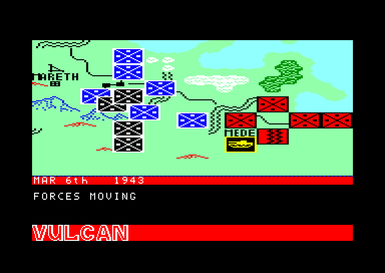 screenshot of the Amstrad CPC game Vulcan - the Tunisian Campaign by GameBase CPC