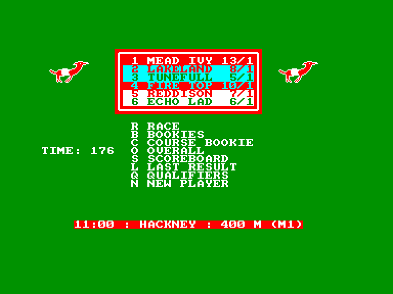 screenshot of the Amstrad CPC game Wembley Greyhounds by GameBase CPC