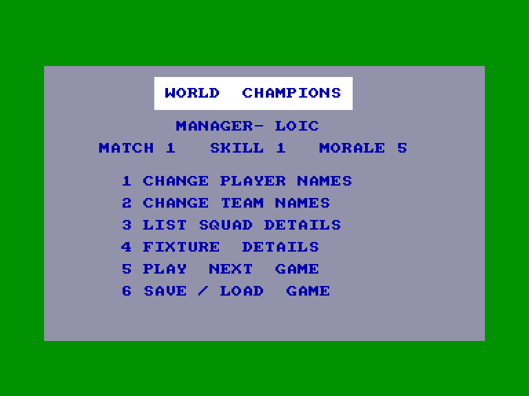 screenshot of the Amstrad CPC game World champions by GameBase CPC