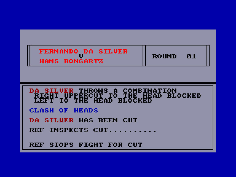 screenshot of the Amstrad CPC game World championship boxing manager by GameBase CPC