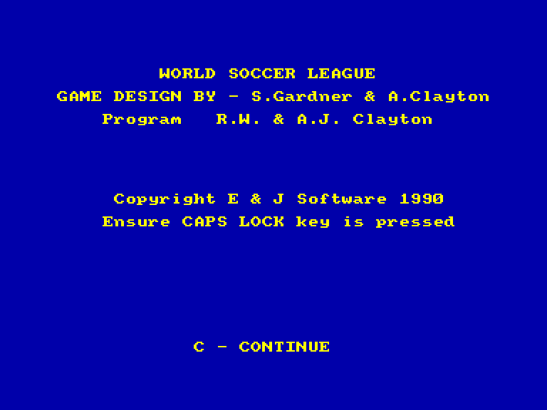 screenshot of the Amstrad CPC game World soccer league by GameBase CPC