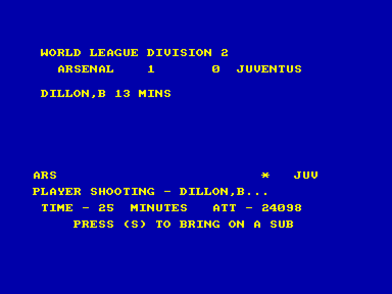 screenshot of the Amstrad CPC game World soccer league by GameBase CPC