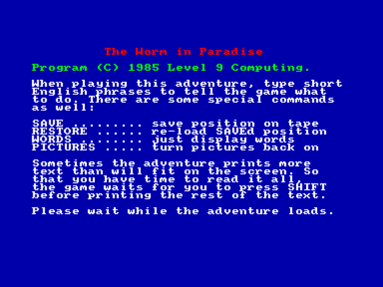 screenshot of the Amstrad CPC game Worm in paradise (the) by GameBase CPC