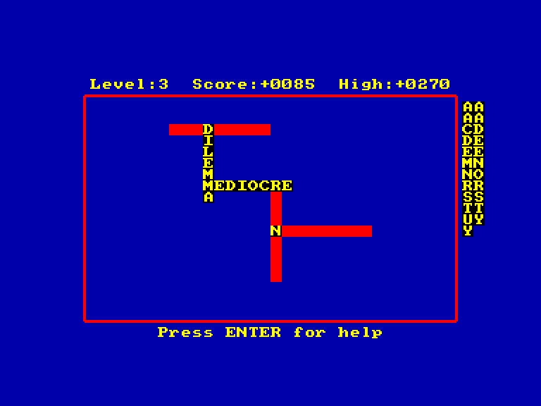 screenshot of the Amstrad CPC game Xanagrams by GameBase CPC