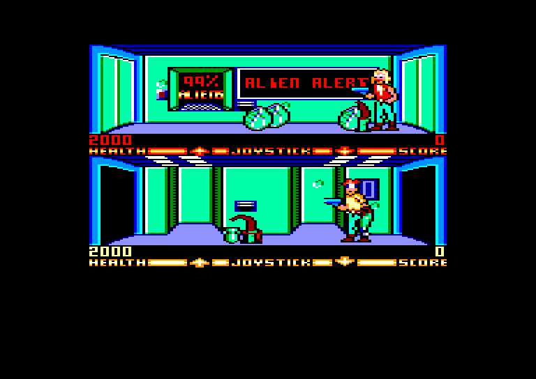 screenshot of the Amstrad CPC game Xenophobe by GameBase CPC